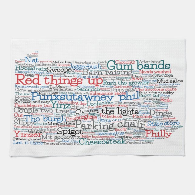 Linge De Cuisine Pennsylvanie USA Slang Word Art Map (Horizontal)
