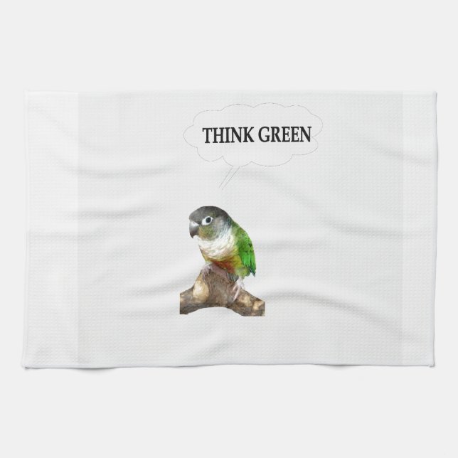 Linge De Cuisine Penser vert 2 (Horizontal)