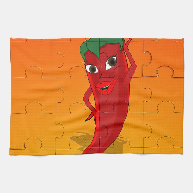 Linge De Cuisine Pepper Rouge Diva Puzzle (Horizontal)