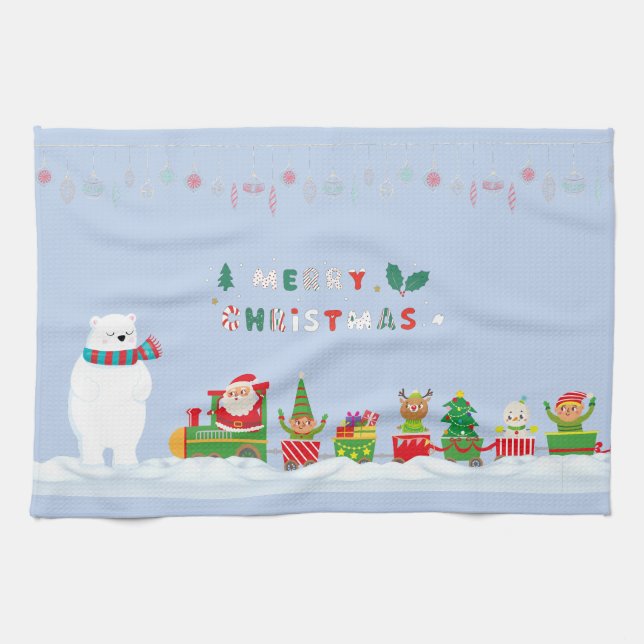 Linge De Cuisine Père Noël et l'ours polaire (Horizontal)
