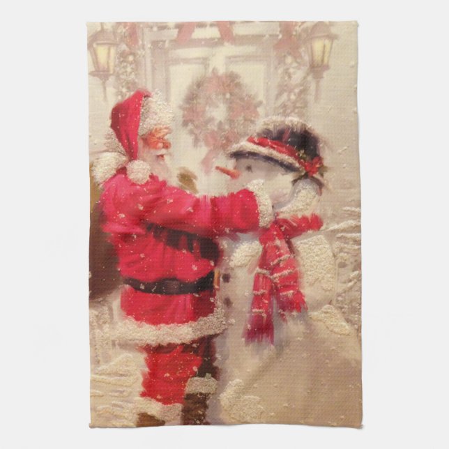 Linge De Cuisine Père Noël et snowman (Vertical)