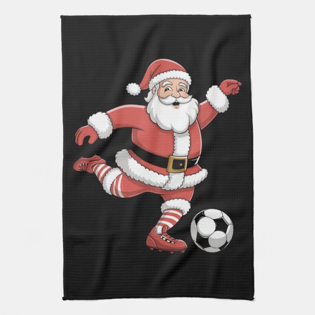 Linge De Cuisine Père Noël joue au football Sports de Noël (Vertical)