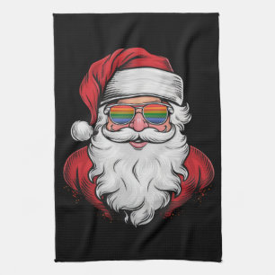 Linge De Cuisine Père Noël Lunettes de soleil Fierté Pyjama de Noël