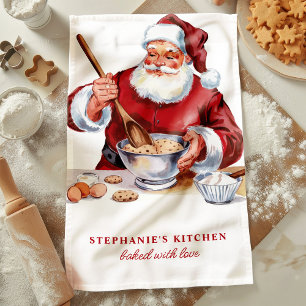 Linge De Cuisine Père Noël mélangeant des biscuits Noël personnalis