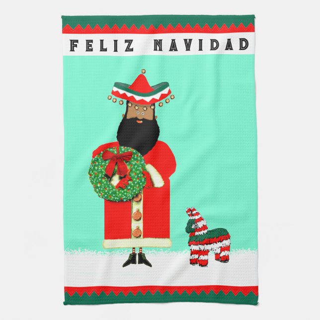Linge De Cuisine Père Noël mexicaine (Vertical)