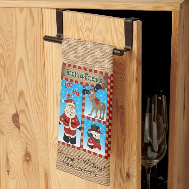 Linge De Cuisine Père Noël mignon et amis (Pliage en tiers)