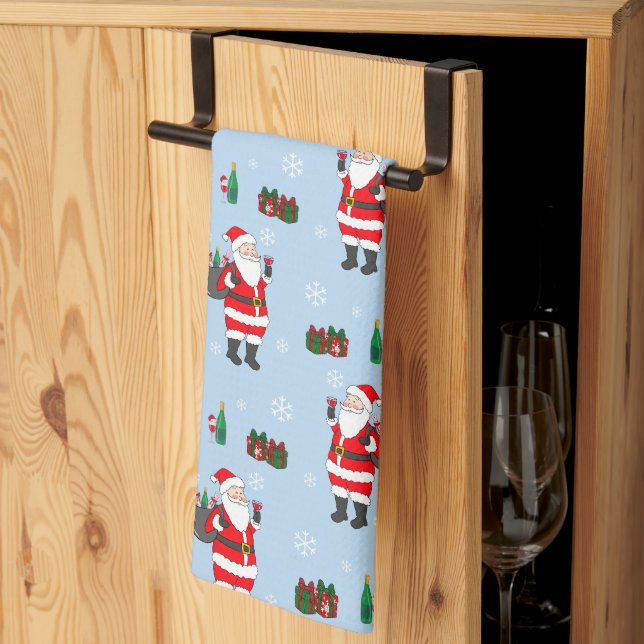 Linge De Cuisine Père Noël Noël Fête du vin rouge (Pliage en tiers)