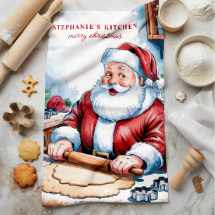 Linge De Cuisine Père Noël Rolling Dough Noël personnalisé