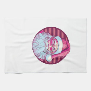 Linge De Cuisine Père Noël rose rétro vintage