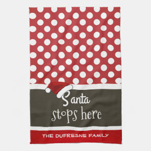 Linge De Cuisine "Père Noël s'arrête ici" Pois de Noël