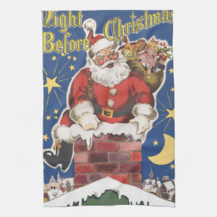 Linge De Cuisine Père Noël vintage, Cette Nuit Avant Noël