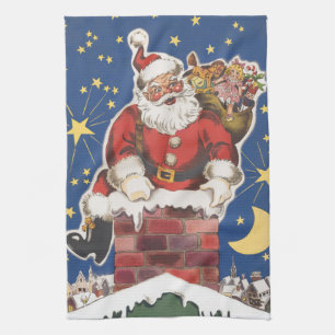 Linge De Cuisine Père Noël vintage, La Nuit avant Noël