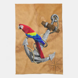Linge De Cuisine Perroquet et Ancre tropicaux