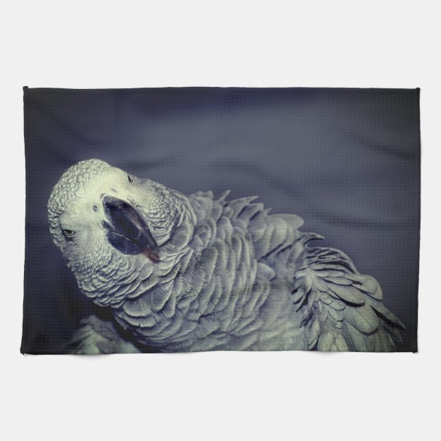 Linge De Cuisine Perroquet gris d'Afrique mignon oiseau   (Horizontal)