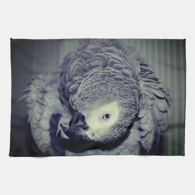 Linge De Cuisine Perroquet gris d'Afrique mignonne Oiseau 2  (Horizontal)