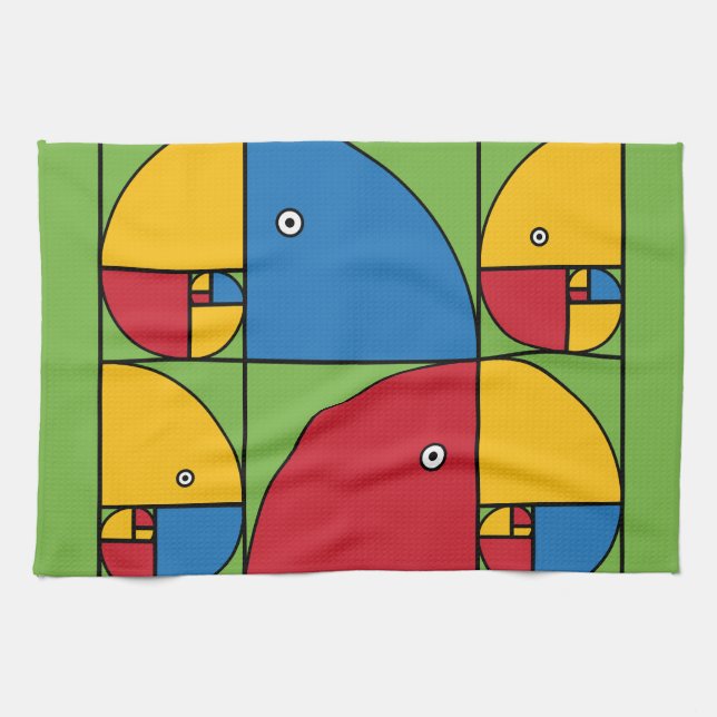 Linge De Cuisine Perroquets de Fibonacci (Horizontal)
