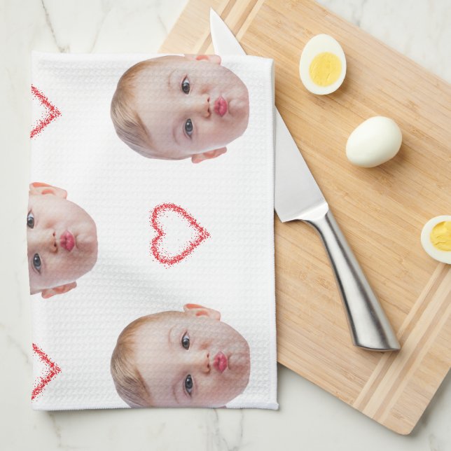 Linge De Cuisine Personalised Kitchen Decor Any Face Family Friends (Quart Plié)