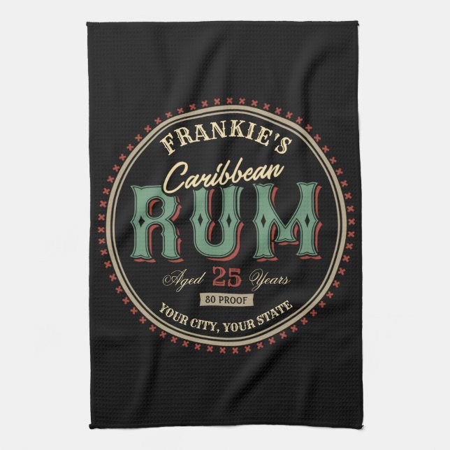 Linge De Cuisine Personalized Caribbean Rum Liquor Bottle Label Bar (Vertical)