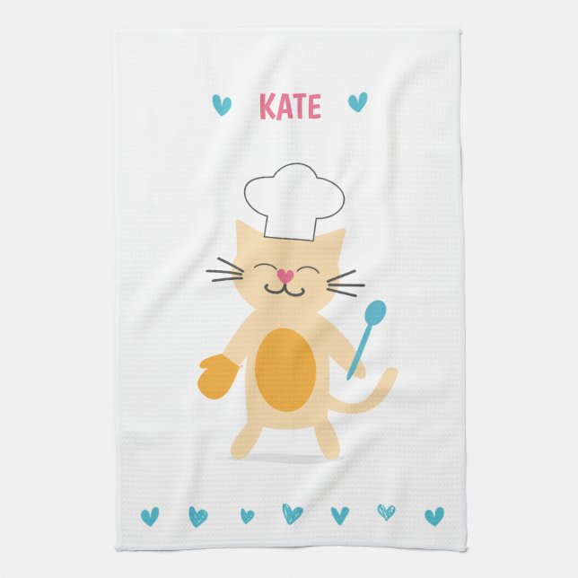 Linge De Cuisine Personalized Chef Cat Kitchen Towel (Vertical)