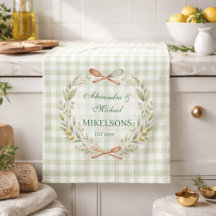 Personalized Green Gingham Newlywed Wedding