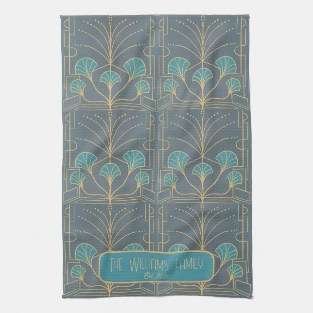 Linge De Cuisine Personalized Hand drawn Art Deco Fountain Tile (Vertical)