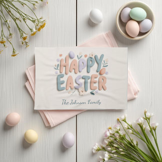 Linge De Cuisine Personalized Happy Easter Family Kitchen Towel