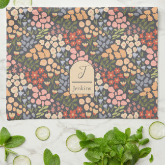Linge De Cuisine Personalized Name & Initial Floral Kitchen Towel