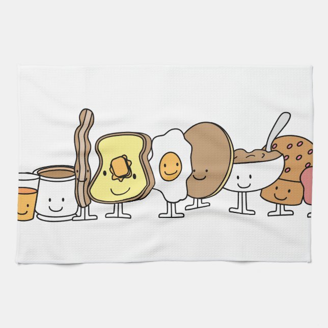 Linge De Cuisine Personnages de dessin animé de petit déjeuner (Horizontal)
