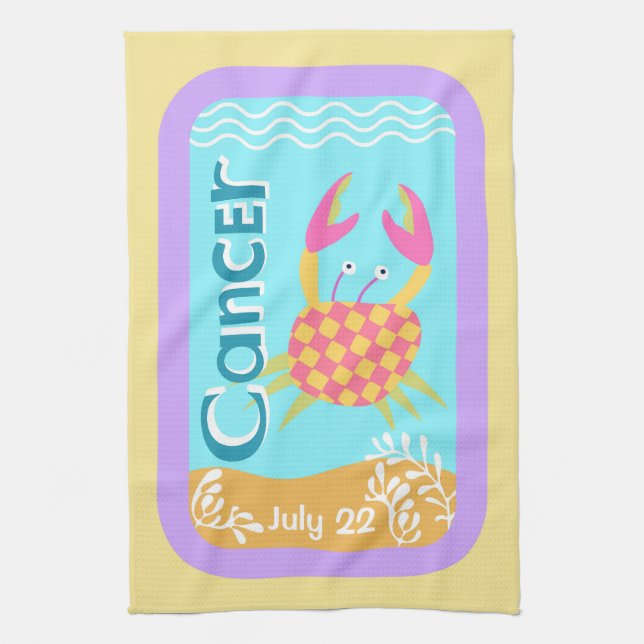 Linge De Cuisine Personnalisable Anniversaire Cancer Zodiac Tea Tow (Vertical)