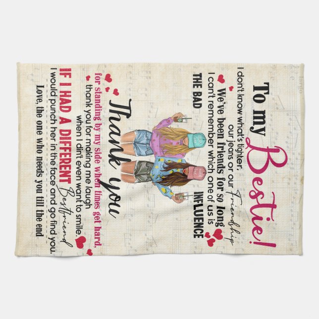 Linge De Cuisine Personnalisé À Mon Bestie Pour Best Friends Cadeau (Horizontal)