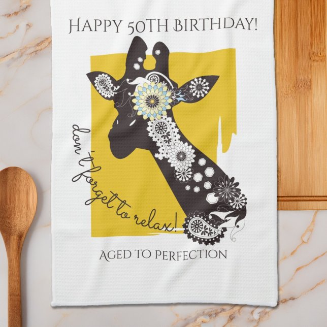 Linge De Cuisine Personnalisé Funky Cool Giraffe Funny Anniversaire (Créateur téléchargé)