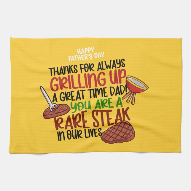 Linge De Cuisine Personnalisé Funny Grill Chef Papa (Horizontal)
