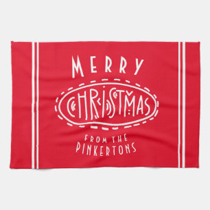 Linge De Cuisine Personnalisé Joyeux Noël rouge blanc