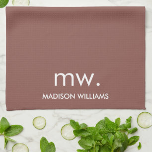 Linge De Cuisine Personnalisé Monogram Pastel Élégant Design Modern