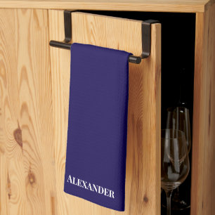 Linge De Cuisine Personnaliser Bright Royal Blue Plain Solide Blanc