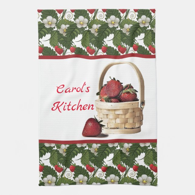 Linge De Cuisine Personnaliser le pays \ Panier fraise (Vertical)
