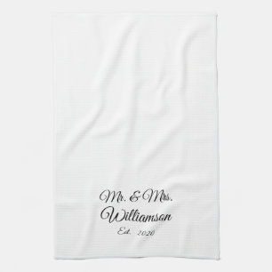 Linge De Cuisine Personnaliser Nom de famille du couple, année, num