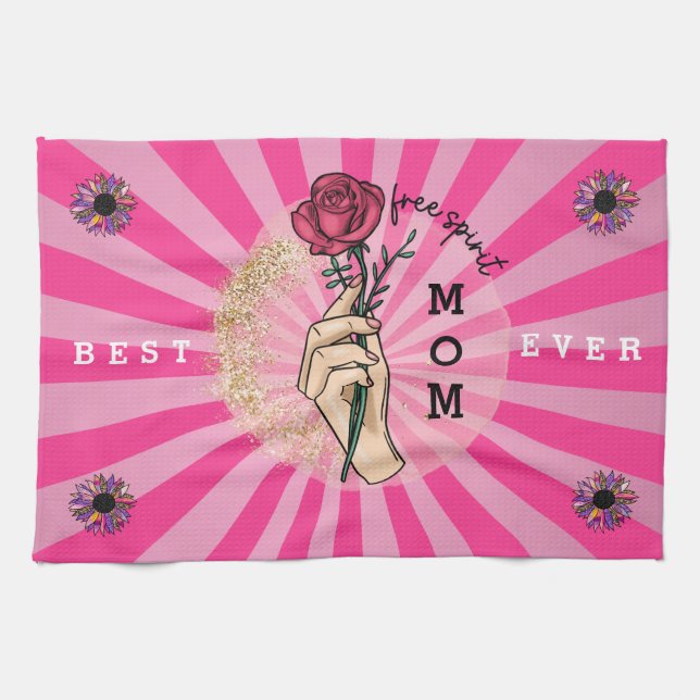 Linge De Cuisine Personnaliser rose Élégante Parties scintillant ro (Horizontal)