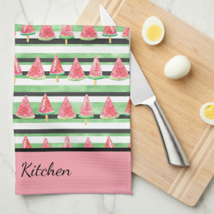 Linge De Cuisine Personnaliser Watermelon rose blanc noir