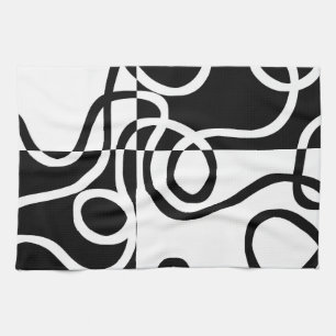 Linge De Cuisine Persuasion Linéaire II : Noir & Blanc Abstrait
