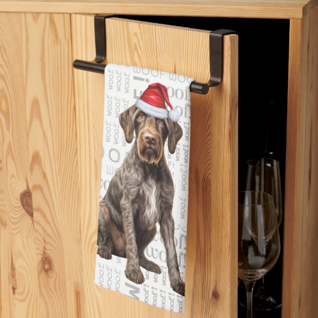 Linge De Cuisine Pet Lover Holiday Wirehair Pointer Chien Noël (Pliage en tiers)