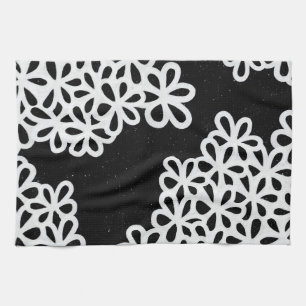 Linge De Cuisine Pétales noirs et blancs de fleur