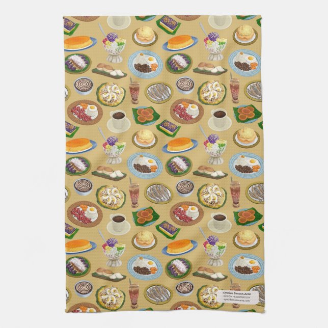 Linge De Cuisine Petit déjeuner philippin et Motif du Meryenda (Vertical)