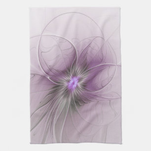 Linge De Cuisine Petite Beauté Moderne Fleur d'Art Fractal Gris Mau