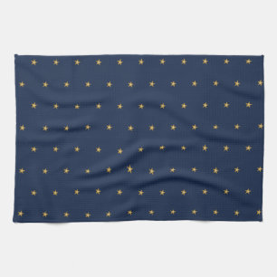 Linge De Cuisine Petites Étoiles D'Or Brillantes Sur Bleu Foncé