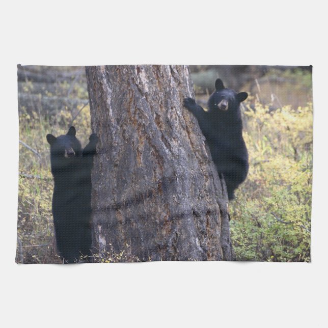 Linge De Cuisine petits animaux d'ours noir (Horizontal)