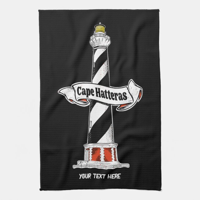 Linge De Cuisine Phare de Cape Hatteras noir et blanc (Vertical)