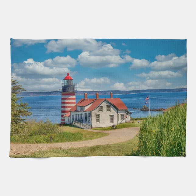 Linge De Cuisine Phare de West Quoddy Head, Lubec, Maine (Horizontal)