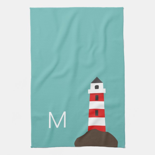 Linge De Cuisine Phare mignon | personnalisé (Vertical)