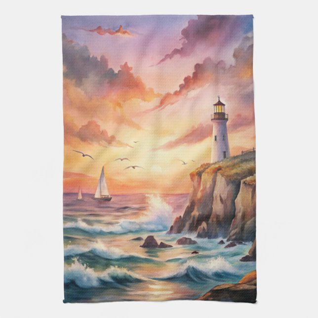 Linge De Cuisine Phare sur une falaise (Vertical)